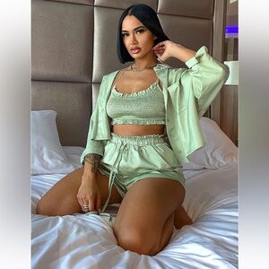 Fashion Nova Sage 3 Piece Shorts Set